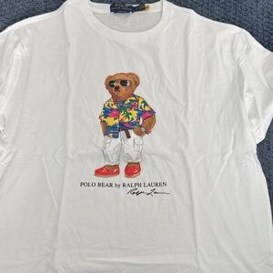 Ralph Lauren White Tee with Colorful Polo Bear